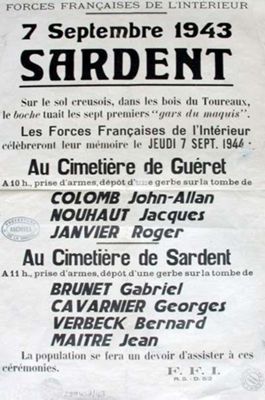 AD 23, 289 W 2     Commémoration du massacre des bois du Toureaux, 7 septembre 1944.