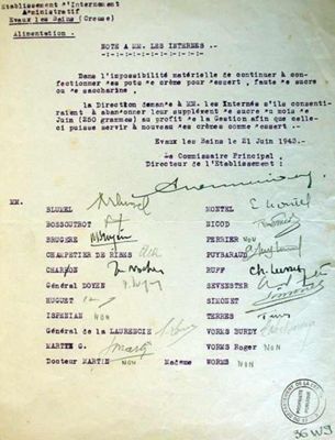 AD 23, 36 W 9     Note du directeur du Centre dinternement administratif dEvaux-les-Bains aux internés, 21 juin 1943.