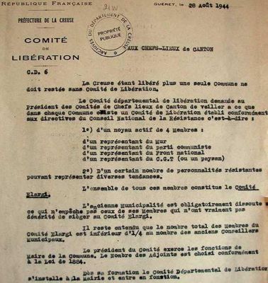 AD 23, 21 W 92     Constitution des Comités de Libération, 28 août 1944.