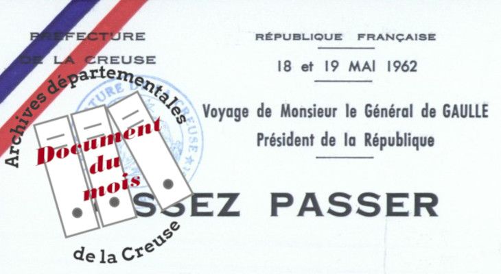 Document du mois de mai : Visite du Général de Gaulle en Creuse (18 mai 1962)